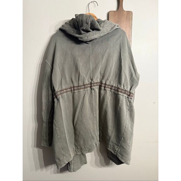 Free People Green Studio City Oversized Utility Hooded Cardigan Jacket Large - Picture 2 of 6
